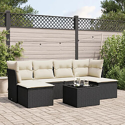 Maison Chic Ensemble Tables et chaises d'extérieur 7pcs avec coussins,Salon de jardin noir résine tressée -GKD713137