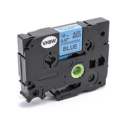 vhbw Cassette à ruban d'écriture 12mm noir sur bleu extra fort pour imprimantes Brother P-Touch 1000, 1000BTS, 1000F, 1005, 1005BTS, 1005F