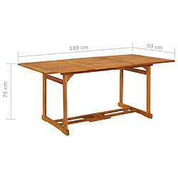 vidaXL Table à dîner de jardin 180x90x75 cm Bois d'acacia solide pas cher