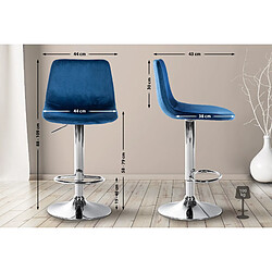 Non Lot de 2 tabourets de bar Divo velours chrome