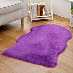 LUUCOZK Tapis moelleux en fausse fourrure, tapis à poils longs pour chambre à coucher, salon, violet-4P irrégulier 100x180