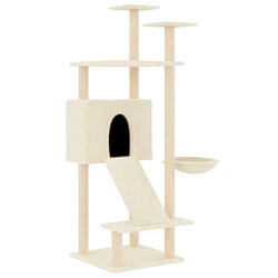 Arbre à chat avec griffoirs,niche pour chat en sisal Crème 153 cm -MN38305