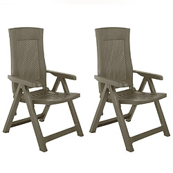 vidaXL Chaises inclinables de jardin lot de 2 Plastique Moka