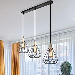 Stoex Suspension Lustre Industrielle,design diamant cage Luminaire lampe plafonnier vintage en métal Abat-jour avec Douille E27 pourssalle à manger cuisine bar