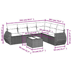 vidaXL Salon de jardin avec coussins 7 pcs beige résine tressée pas cher
