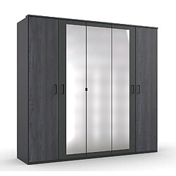 Avis Pegane Chambre à coucher complète adulte (lit 180x200 cm King Size + 2 chevets + armoire + commode) coloris gris foncé