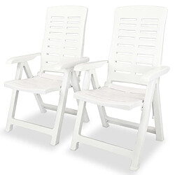 Maison Chic Lot de 2 Chaises inclinables de jardin - Fauteuil d'extérieur Plastique Blanc -MN43672