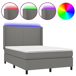 vidaXL Sommier à lattes de lit et matelas et LED Gris foncé 140x190 cm