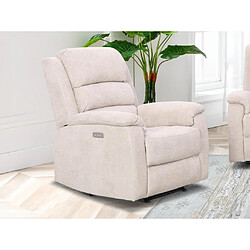 Vente-Unique Fauteuil relax électrique en tissu beige NEVERS 