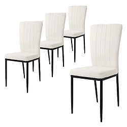 ML-Design Set de 4 chaises de salle à manger Chaise de cuisine Chaise rembourrée Chaise de salon Blanc velours 