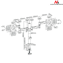 Avis Support pour deux moniteurs 13-27" charge maximale 8 kg montage au bureau Maclean MC-714