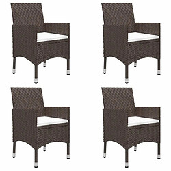 Maison Chic Mobilier à dîner 5 pcs de jardin - Ensemble table et chaises d'extérieur - Salon/Mobilier de jardin classique Marron Résine tressée et verre -MN48391 pas cher