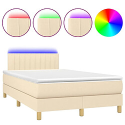 Maison Chic Lit adulte- Lit + matelas + LED,Sommier à lattes de lit matelas et LED crème 120x190 cm tissu -GKD93996