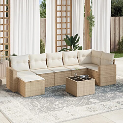 vidaXL Salon de jardin avec coussins 8 pcs beige résine tressée 