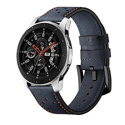 Wewoo Bracelet pour montre connectée appliquer la sangle de sport en cuir à œillets Samsung Galaxy Watch Active 22 mm bleu foncé 