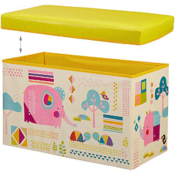 Helloshop26 Tabouret coffre boîte jouet pouf rangement enfant jaune 13_0002763_2 