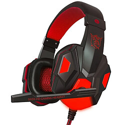 Wewoo Casque sur-oreille Gaming Headphone Subwoofer Stéréo Basse Bandeau avec Microphone (Noir Rouge)