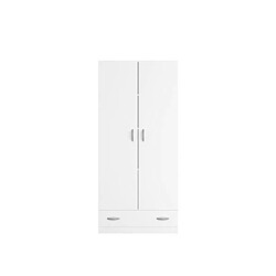 Youdoit Armoire 2 portes battantes panneaux de particules + 1 tiroir - Décor blanc 78 x 38 x Hauteur 170 cm 