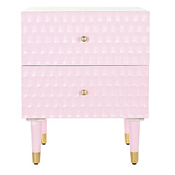 Pegane Table de chevet / table de nuit en manguier coloris rose pale - Longueur 52 x Profondeur 42 x Hauteur 62 cm