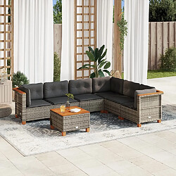 vidaXL Salon de jardin avec coussins 7 pcs gris résine tressée 