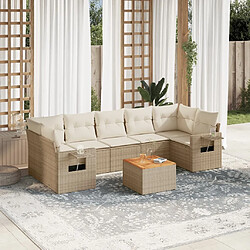 Maison Chic Salon de jardin avec coussins 8 pcs | Ensemble de Table et chaises | Mobilier d'Extérieur beige résine tressée -GKD54370