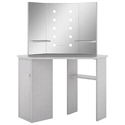 Helloshop26 Coiffeuse table de maquillage design meuble mobilier de chambre d'angle avec led 111 x 54 x 141,5 cm gris 02_0006390 