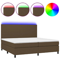 vidaXL Sommier à lattes de lit matelas et LED Marron foncé 200x200 cm