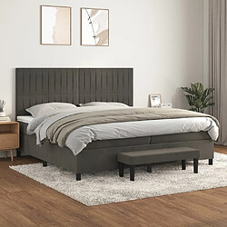 vidaXL Sommier à lattes de lit et matelas Gris foncé 200x200cm Velours