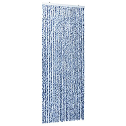 Decoshop26 Rideau contre insectes moustiquaire Bleu blanc et argenté 90x220 cm Chenille DEC022176