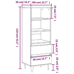 vidaXL Buffet haut Chêne marron 40x36x110 cm Bois d'ingénierie pas cher