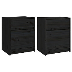 vidaXL Tables de chevet 2 pcs Noir 40x31x50 cm Bois de pin massif