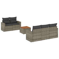 Maison Chic Ensemble Tables et chaises d'extérieur 6pcs avec coussins,Salon de jardin gris résine tressée -GKD232568