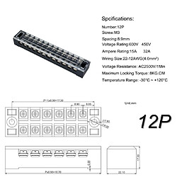 Acheter 5 pièces Double rangée 12 positions vis barrière bornier avec 10 pièces 12 positions bornes barrière bandes rouge/noir