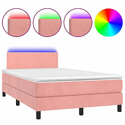 Maison Chic Lit adulte - Lit + matelas + LED,Sommier à lattes de lit et matelas LED rose 120x190 cm velours -GKD19132