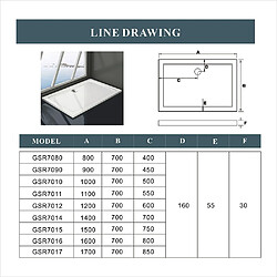 Receveur de douche 140x90x3cm rectangle pas cher