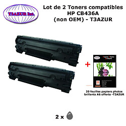 2 Toners génériques HP CB436A , HP 36A pour imprimante HP M1120 ,M1120 mfp, M1120n+20f papiers photos A6 -T3AZUR 