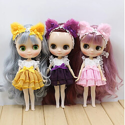 Lovely Cat Ears Dress Leggings costume de bande de cheveux pour poupée Blythe moyen jaune robe de Blythe centrale