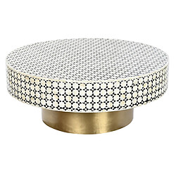 Pegane Table basse, table de salon en métal coloris noir, doré, blanc - diamètre 100 x Hauteur 40 cm