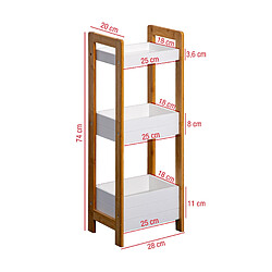 Acheter Mobili Rebecca Étagère En Échelle Meuble De Salle De Bain 3 Étagères Mdf Bambu Blanc