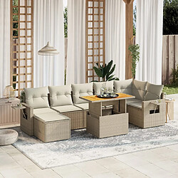 vidaXL Salon de jardin avec coussins 8 pcs beige résine tressée