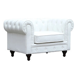 Habitat Et Jardin Fauteuil Chesterfield Aliza - 111 x 82 x 70 cm - Blanc 