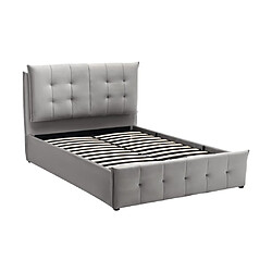 Avis Vente-Unique Lit coffre 160 x 200 cm - Velours - Gris clair + Matelas - OLERIA