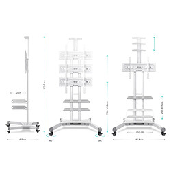 Avis ONKRON Support TV Mobile sur Roulettes pour 40 - 70 Pouces TVs, Chariot TV Support Roulant Poids jusqu'à 45,5 kg - Meuble TV Roulette VESA 100x100 - VESA 600x400/Support TV Roulettes TS1552-W Blanc