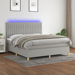 vidaXL Sommier à lattes de lit et matelas et LED Gris clair 180x200 cm