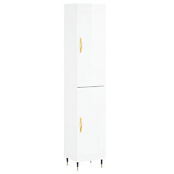 vidaXL Buffet haut Blanc brillant 34,5x34x180 cm Bois d'ingénierie