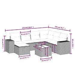 Avis vidaXL Salon de jardin 8 pcs avec coussins noir résine tressée