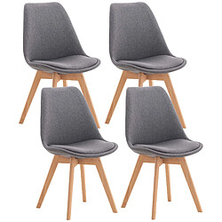 Decoshop26 Lot de 4 chaises de salle à manger cuisine bureau style scandinave en tissu gris pieds en bois 10_0000365