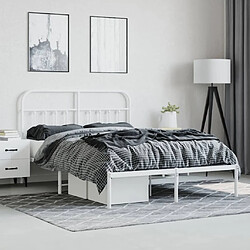 Acheter Maison Chic Lit adulte - Cadre de lit métal avec tête de lit pour chambre blanc 135x190 cm -MN64886