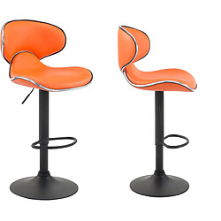 Decoshop26 Lot de 2 tabourets de bar design contemporain pieds en métal noir assise en synthétique orange 10_0000343 