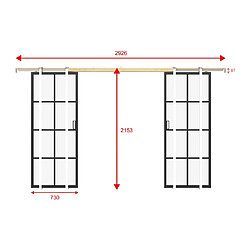 Acheter Vente-Unique Porte coulissante double avec système à galandage en aluminium et verre trempé dépoli - 2 x H205 x L73 cm - WILDEN II